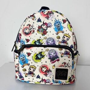 NWOT!! POP! by Loungefly Disney Villains Tattoo Allover Print Mini Backpack